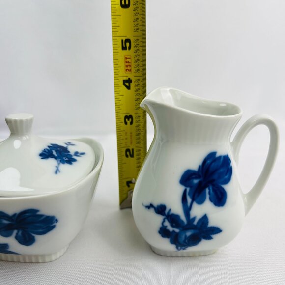Eschenbach Bavaria Sugar & Creamer Set Blue Floral Porcelain Vintage Germany - Picture 10 of 12